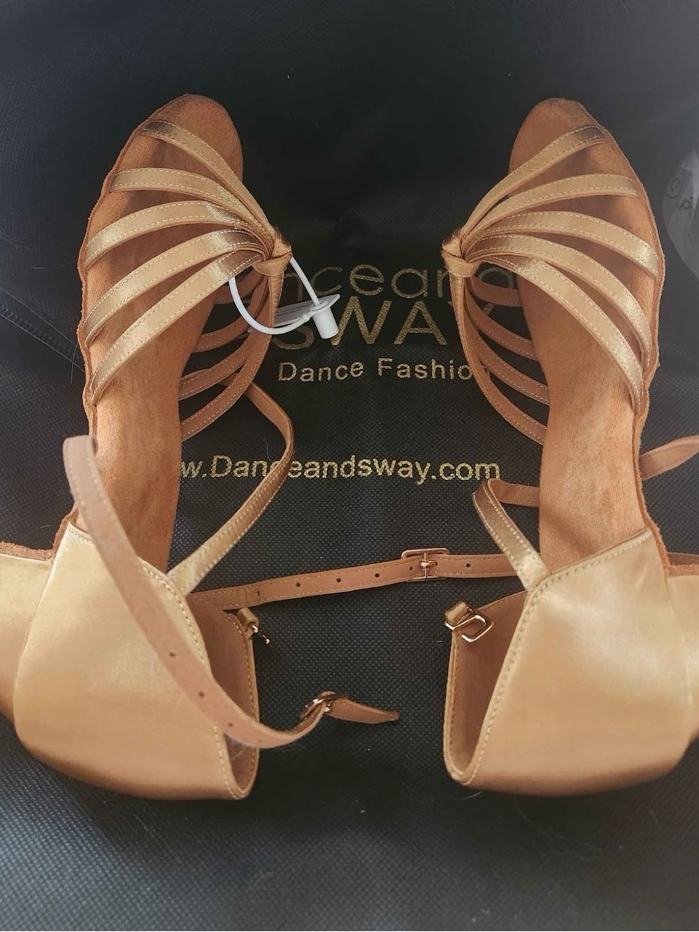 DanceandSway Gold Satin Latin Ballroom Dance Shoes Strappy Sandals Sz 7.5 - Picture 2 of 4